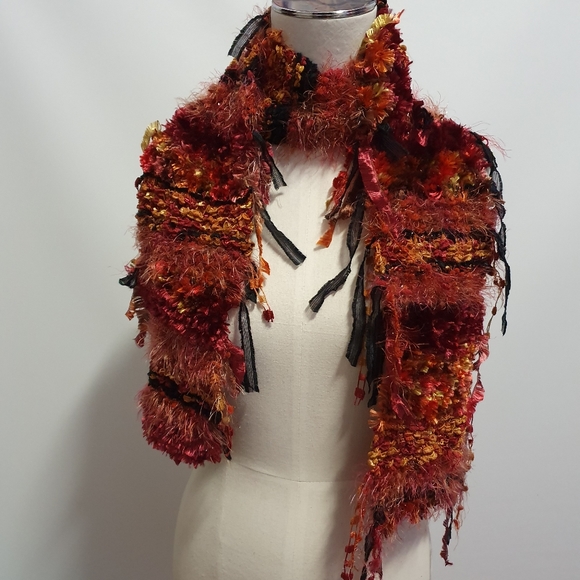 Multicoloured Warm fluffy Wool Knitted Scarf - Picture 5 of 7